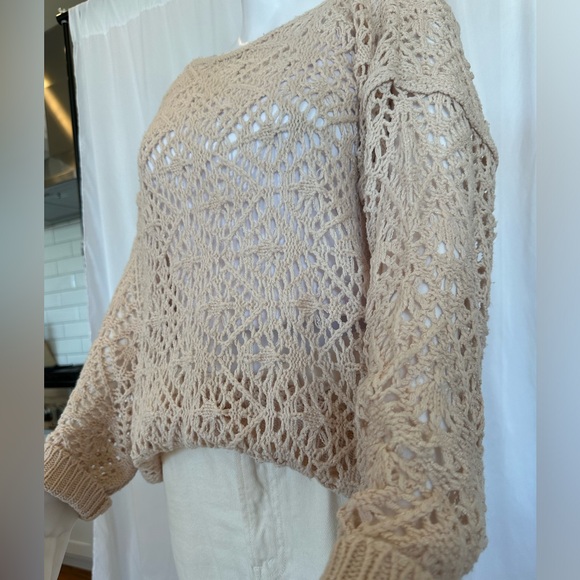 CES FEMME Women’s Open Crochet Knit Sweater - Medium - Picture 3 of 6